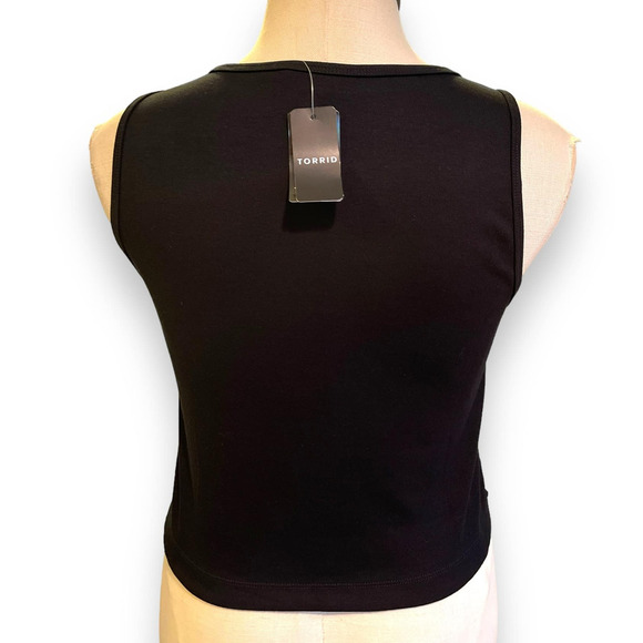 Torrid 1 (1X 14/16) Sexy Black/Tan Lace Panels Punk Gothic Crop‎ Busty Tank Top - Picture 2 of 3